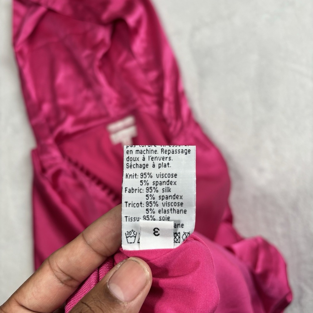 Ebene By Patrick Assuline Pink Short Sleeve Crop Hoodie Silk Women's Size‎ 3 - Picture 4 of 8